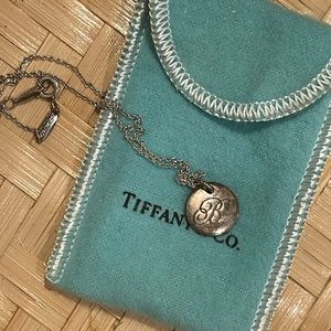 Tiffany & Co Sterling Silver Alphabet Disc Necklace “B”